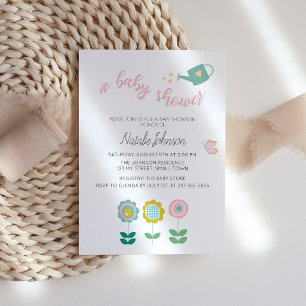 Invitación Flores de primavera Chica de mariposa rosa Baby Sh