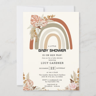 Invitación Flores de primavera | Chica simple arcoiris Baby S
