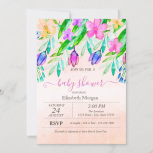 Invitación Flores de primavera coloridas acuarela