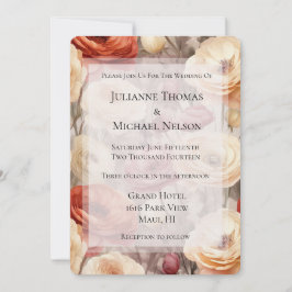 Invitación Flores de primavera de crema de borgoña ducha de n