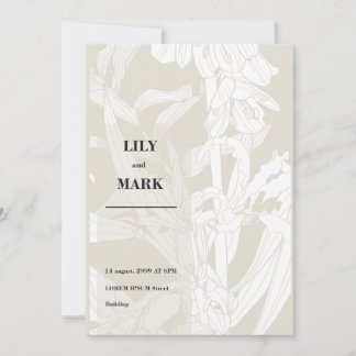 Invitación Flores de primavera de jardín. Fondo grabado. 