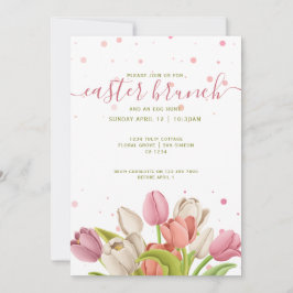 Invitación Flores de primavera de tulipanes blancos de Brunch