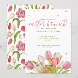 Invitación Flores de primavera de tulipanes blancos de Brunch
