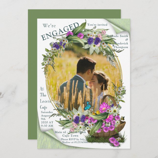 Invitación Flores de primavera de verano medio (Anverso / Reverso)