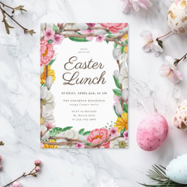 Invitación Flores de primavera del almuerzo de Pascua