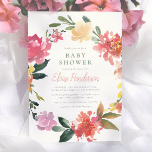 Invitación Flores de Primavera Elegante y Simple Baby Showe