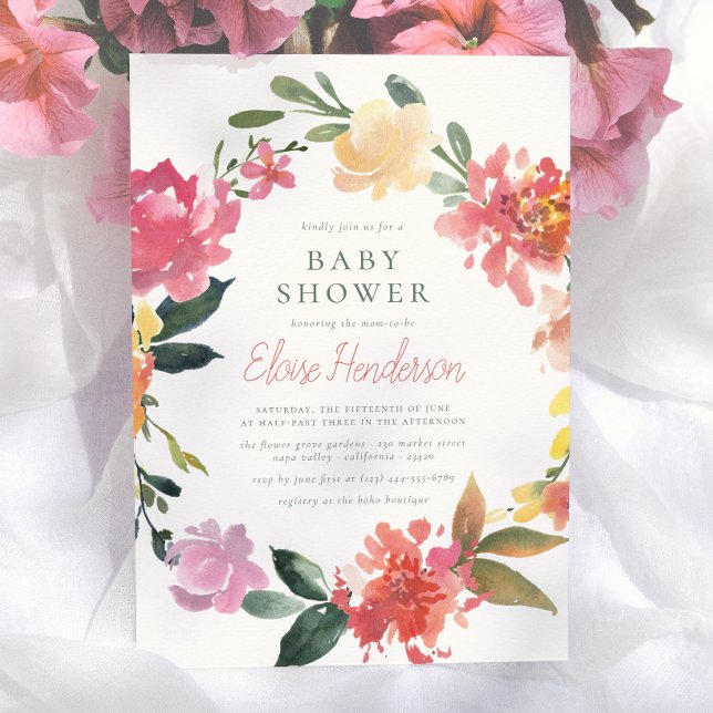 Invitación Flores de Primavera | Elegante y Simple Baby Showe (Subido por el creador)