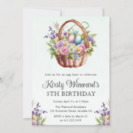 Invitación Flores de primavera en acuarela, cesta de Pascua, 