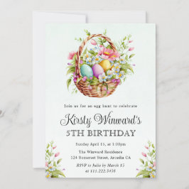 Invitación Flores de primavera en acuarela, cesta de Pascua d