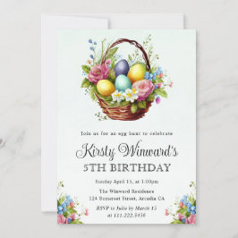 Invitación Flores de primavera en acuarela, cesta de Pascua d
