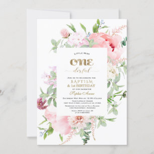 Invitación Flores de primavera florecen primer cumpleaños y b