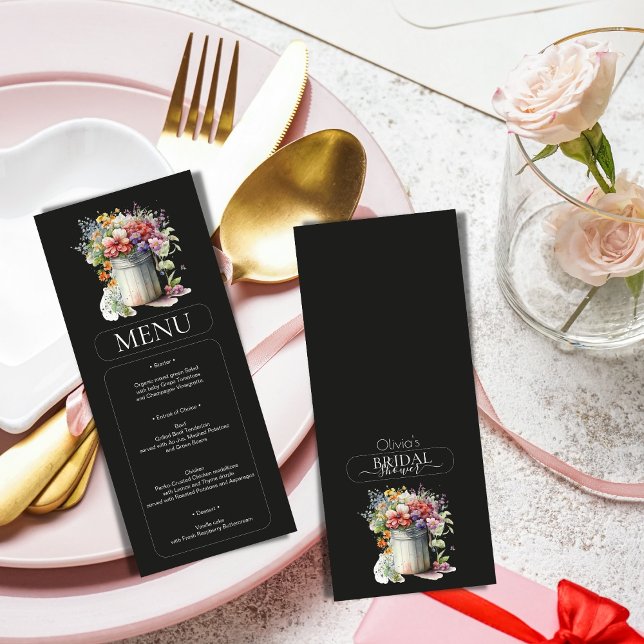 Invitación Flores de primavera románticas menú Vase Bridal Sh (Subido por el creador)