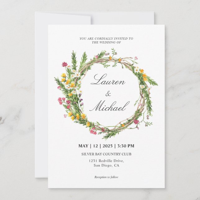 Invitación Flores de primavera rosada blanca personalizado (Anverso)