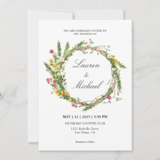 Invitación Flores de primavera rosada blanca personalizado