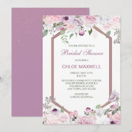 Invitación Flores de primavera rosada Hexagon Frame Shower