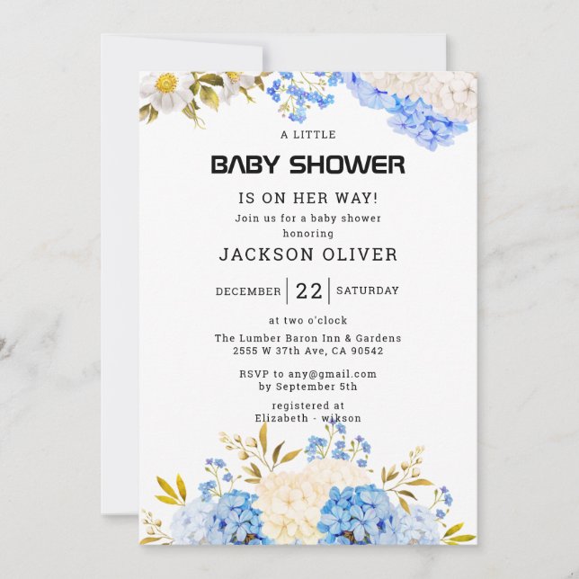 Invitación Flores de primavera | Simple Chica Baby Shower (Anverso)