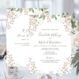 Invitación Flores De Primavera Tinta Floral Rosa Con Boda RSV