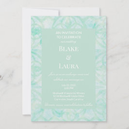Invitación Flores de primavera verde jade pálido Batik person