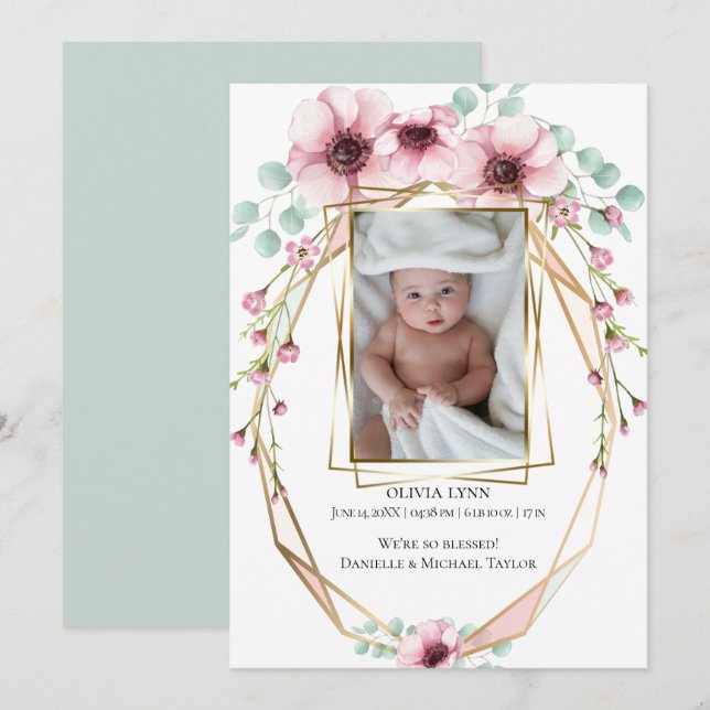 Invitación Flores de primavera y follaje frescos en la foto d (Anverso / Reverso)