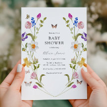 Flores de primavera y mariposas Baby Shower