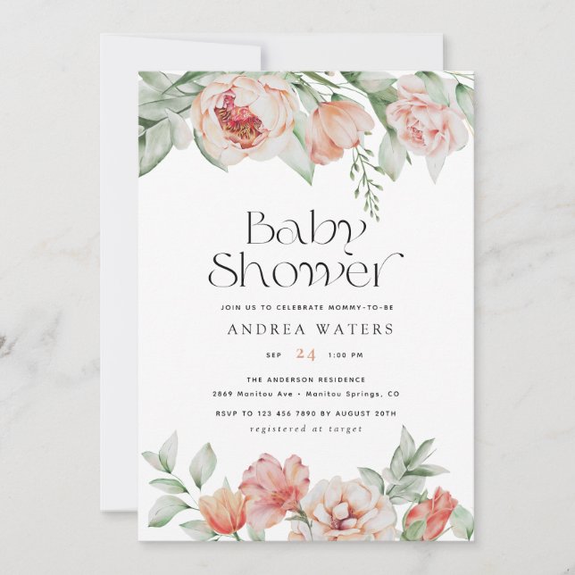 Invitación Flores de primavera y vegetación | BABY SHOWER (Anverso)