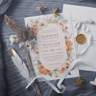 Invitación Flores de Ramillete Bohemio Boda Rústica Elegante