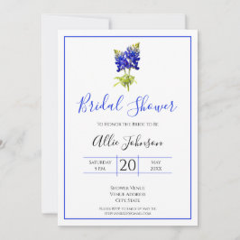Invitación Flores de Red Azul de Texas, Boda moderno, novia