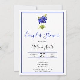 Invitación Flores de Red Azul de Texas, Boda moderno, parejas