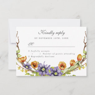 Invitación Flores de resorte de acuarela RSVP