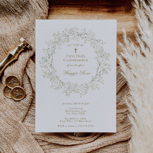 Invitación Flores de Respiración Infantil Primera Comunión Sa