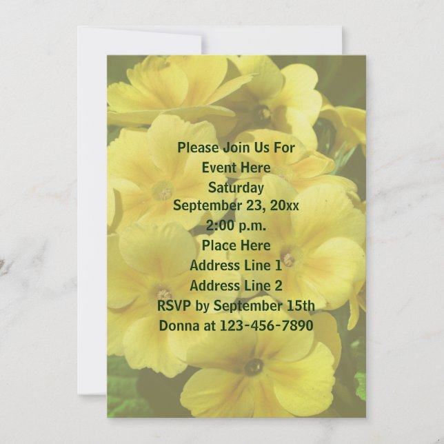 Invitación Flores de rosa amarilla (Anverso)