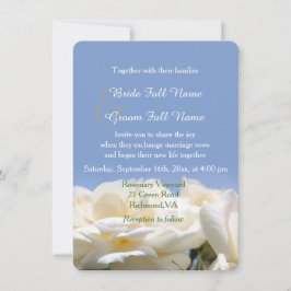 Invitación flores de rosa blanca pura boda de novia y novio