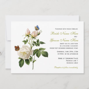 Invitación flores de rosa blanca vintage hermosas boda