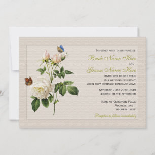 Invitación flores de rosa blanca vintage hermosas boda