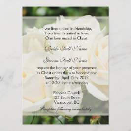 Invitación Flores de rosa blancas puras boda cristiana