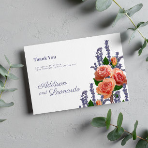 Invitación Flores de rosa de durazno de lavanda botánica Grac