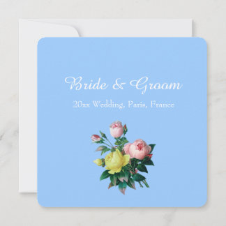 Invitación flores de rosa vintage rosa y amarillo boda
