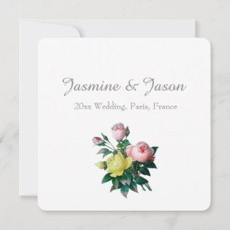 Invitación flores de rosa vintage rosa y amarillo boda