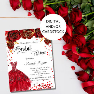 Invitación Flores de rosas de vestimenta blanca roja