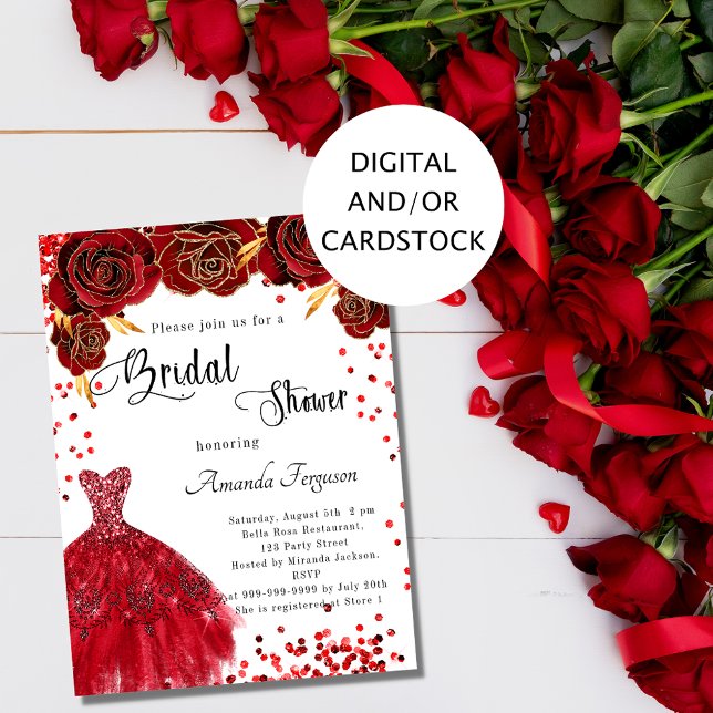 Invitación Flores de rosas de vestimenta blanca roja (Subido por el creador)