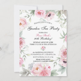 Invitación Flores de rosas rosadas en acuarela