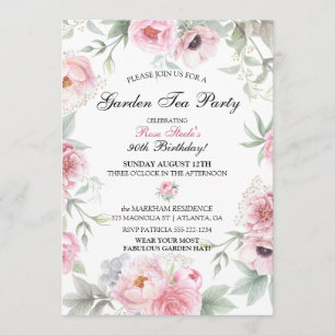 Invitación Flores de rosas rosadas en acuarela