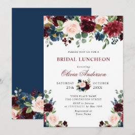 Invitación Flores de Rubor azules de la Marina de Borgoña DUC