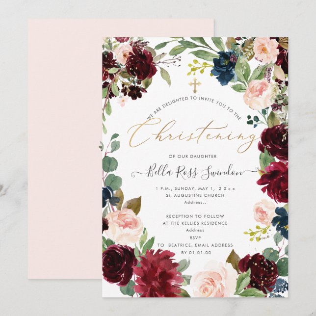 Invitación Flores de Rubor de PixDezinesCristalización de col (Anverso / Reverso)