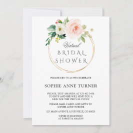 Invitación Flores De Rubor Rosadas, Ducha Virtual De Novias P
