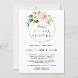 Invitación Flores De Rubor Rosadas, Ducha Virtual De Novias P