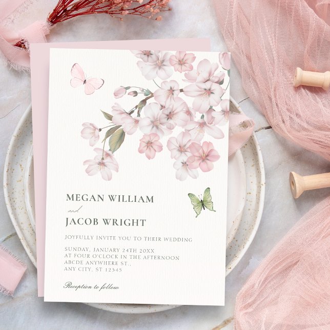 Invitación flores de Sakura florecen boda (Subido por el creador)