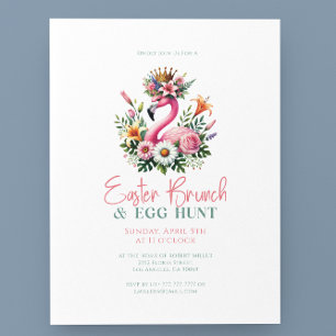 Invitación Flores de Semana Santa Rosa Flamingo Brunch & Egg 