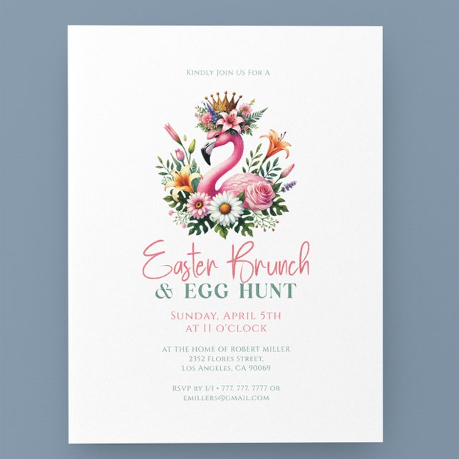 Invitación Flores de Semana Santa Rosa Flamingo Brunch & Egg  (Subido por el creador)