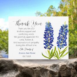 Invitación Flores de simpatía Bluebonnets Funeral Muerte Grac